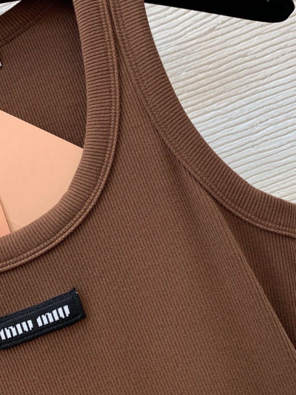 Miu Miu BrownTank Top with Logo - Picture 6 of 8